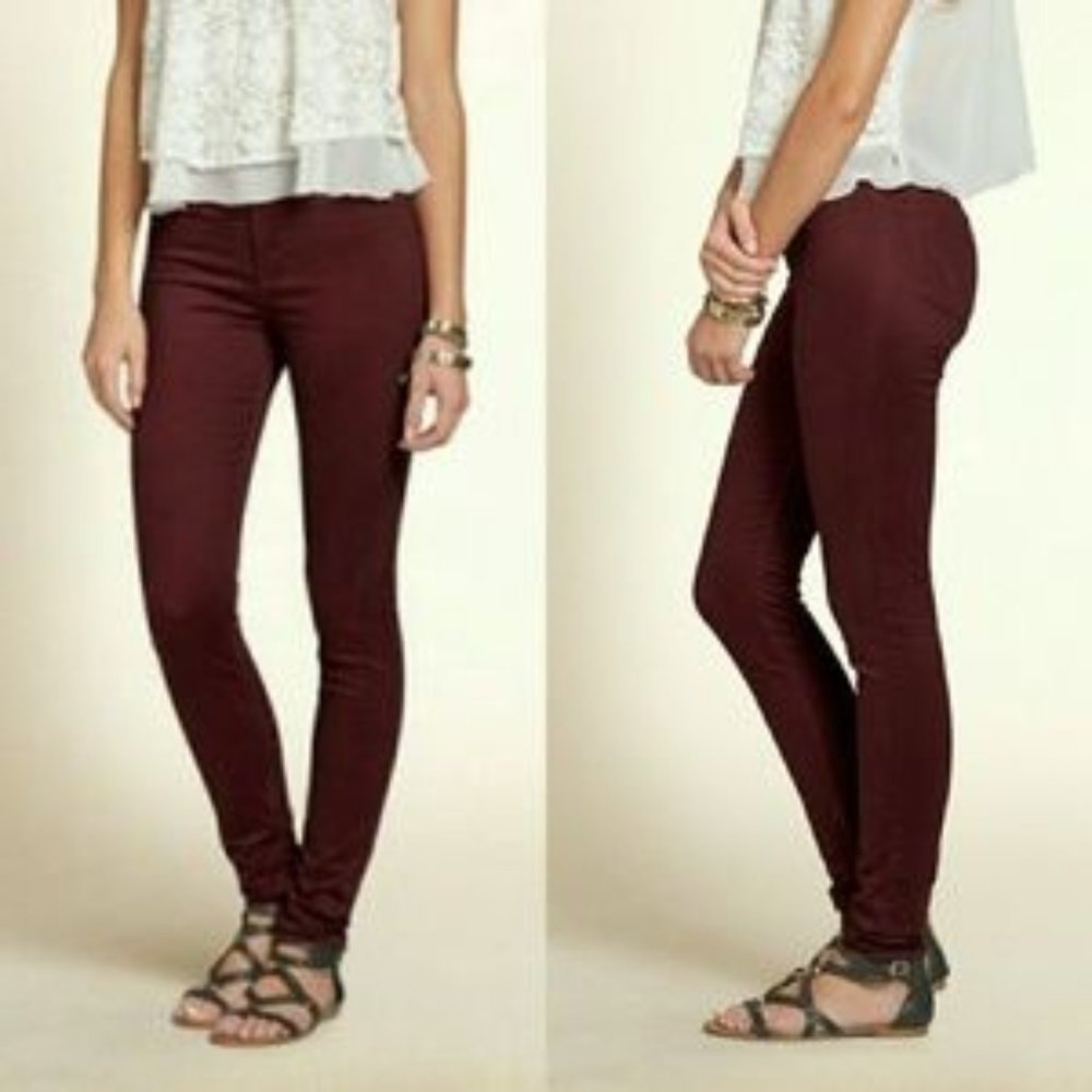 Hollister Burgundy High Waisted Jeans